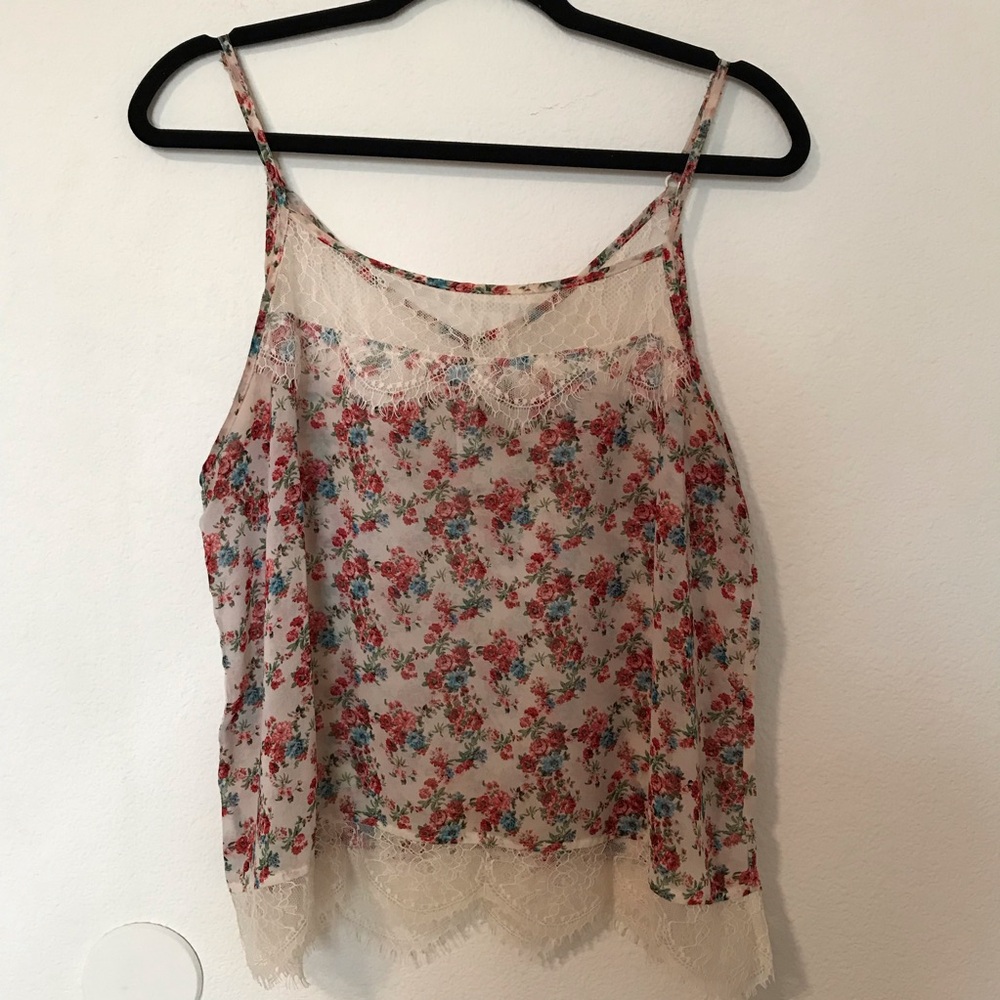 Floral Lace Cami in Cream and Red